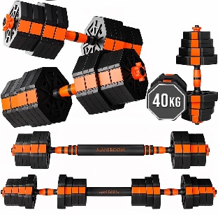 Mancuernas de 40 kilos ajustables con discos hexagonales