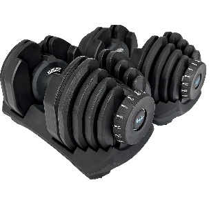 Mancuernas de 40 kilos compactas con soporte de suelo
