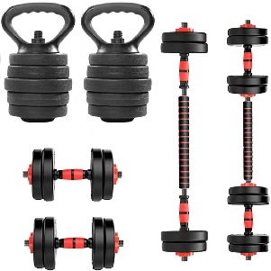 Pesas 40 kilos ajustables con discos, barras y asa kettlebell