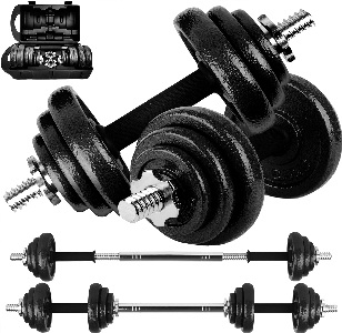 Set de mancuernas ajustables de 20 kg con barra de conexion