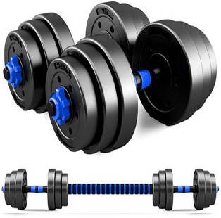 Set de pesas de 15 kg, mancuernas y barra con pesos ajustables para gym en casa