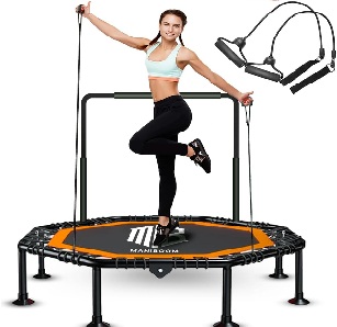 Trampolin fitness con cintas de resistencia